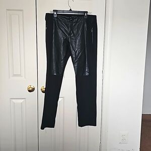 Garcia black stretchy pants with man maid leather.XL